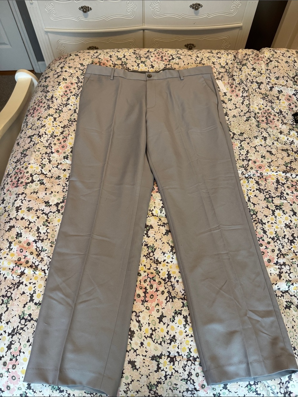 Amazon Essentials Men's Straight-Leg Dress Pants in Light Gray